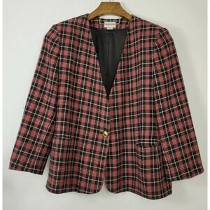 Plaid Wool Mix Blazer 24W